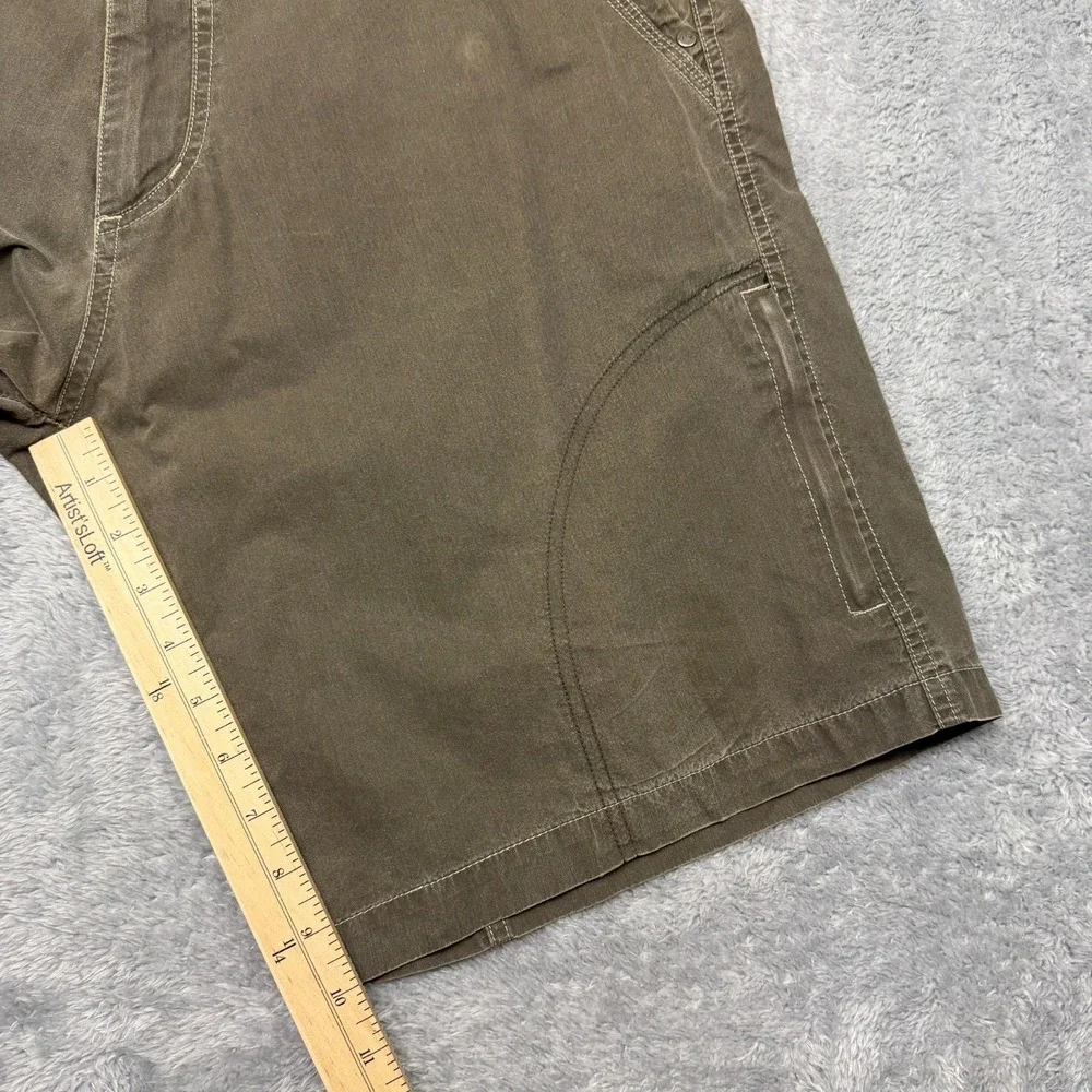 Kuhl Ramblr Shorts Mens 36x10 Green Beige Vintage Patina Dye Outdoors Hiking